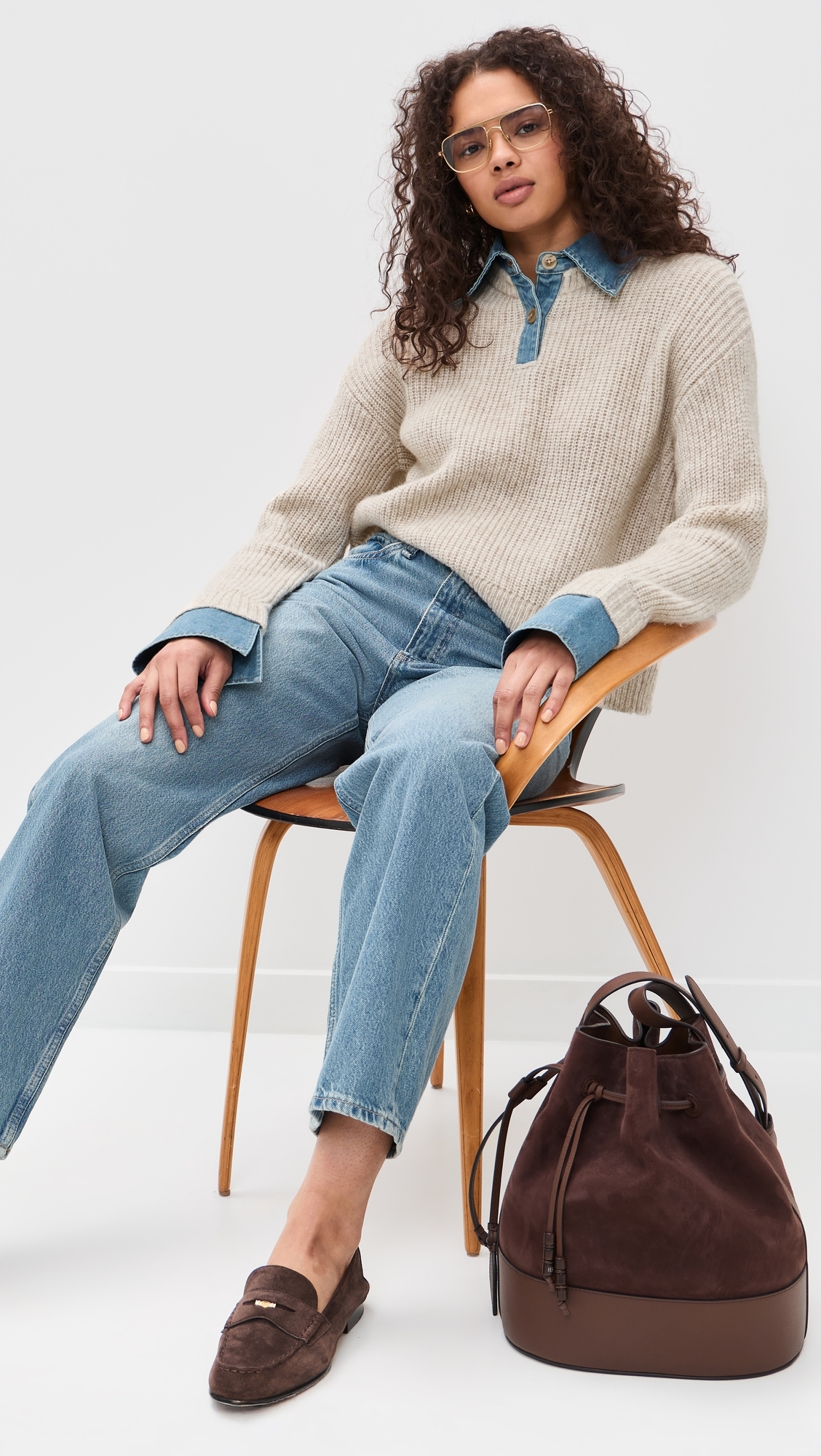 Harvey Sweater Superlight Denim/Oatmeal