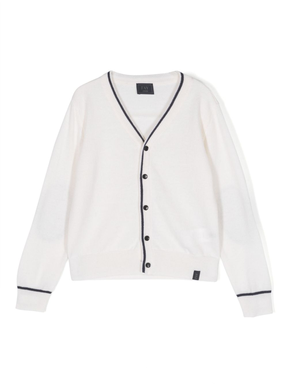 Contrasting-trim V-neck cardigan - Neutrals