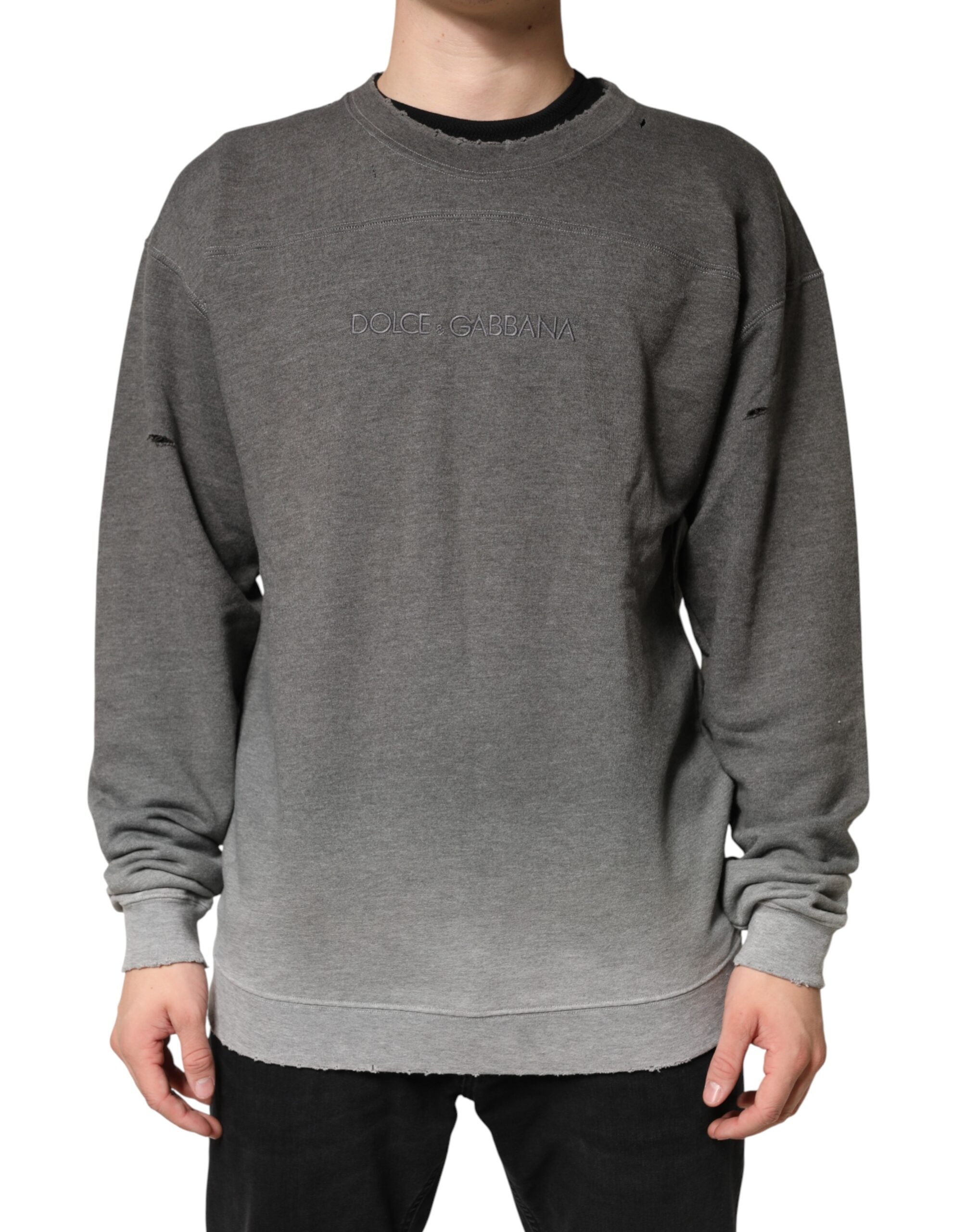 Logo-Embroidered Cotton Sweatshirt — Gray
