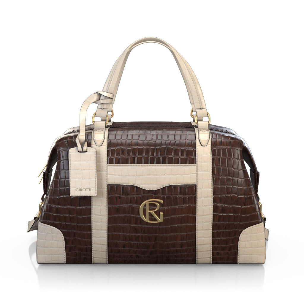 Custom Women's Duffle Bag - Brown Stamped leather - GIROTTI