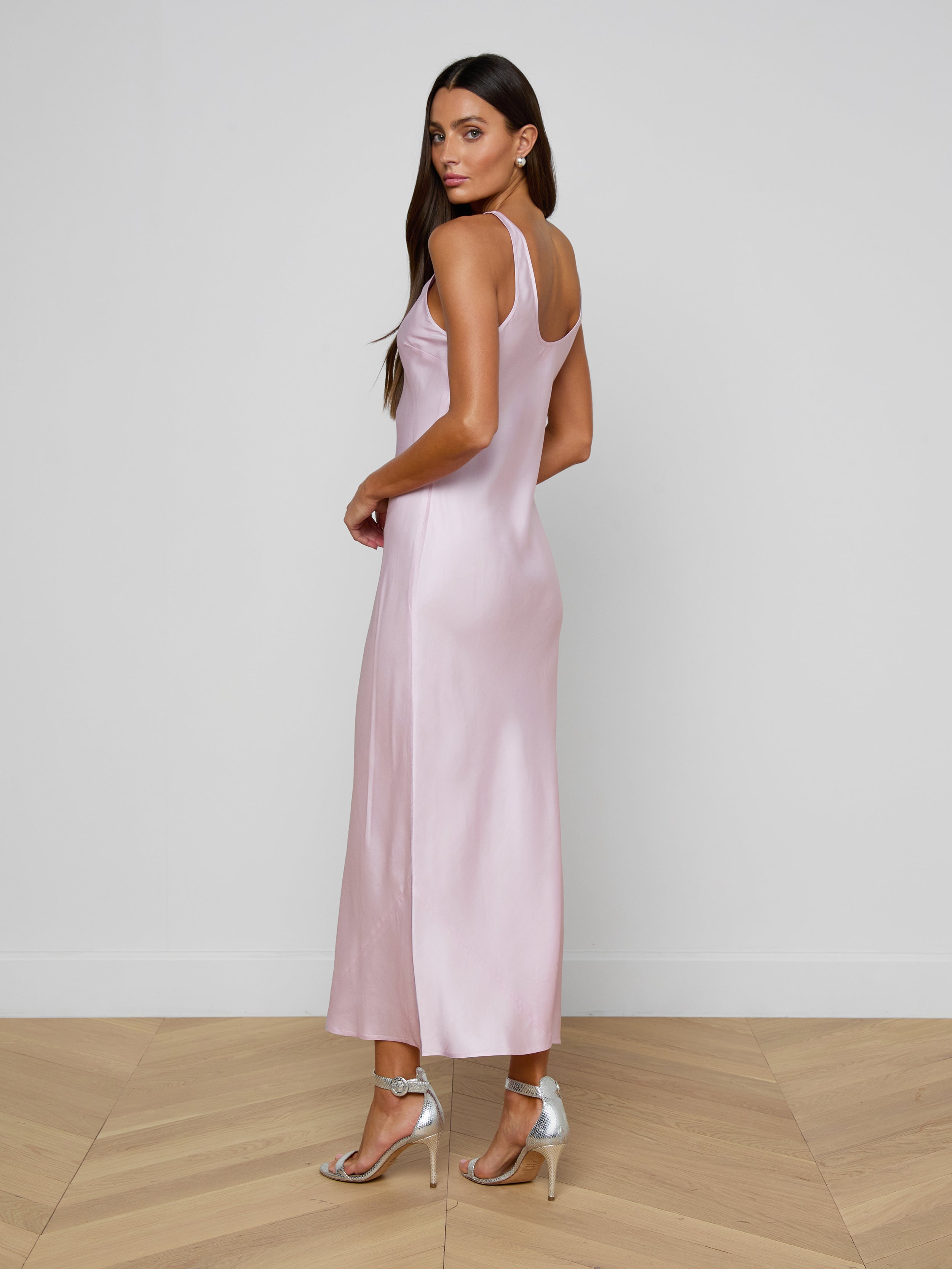 Akiya Satin Maxi Dress In Icy Lilac