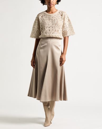 Woman Midi skirt Taupe Size 6 Silk