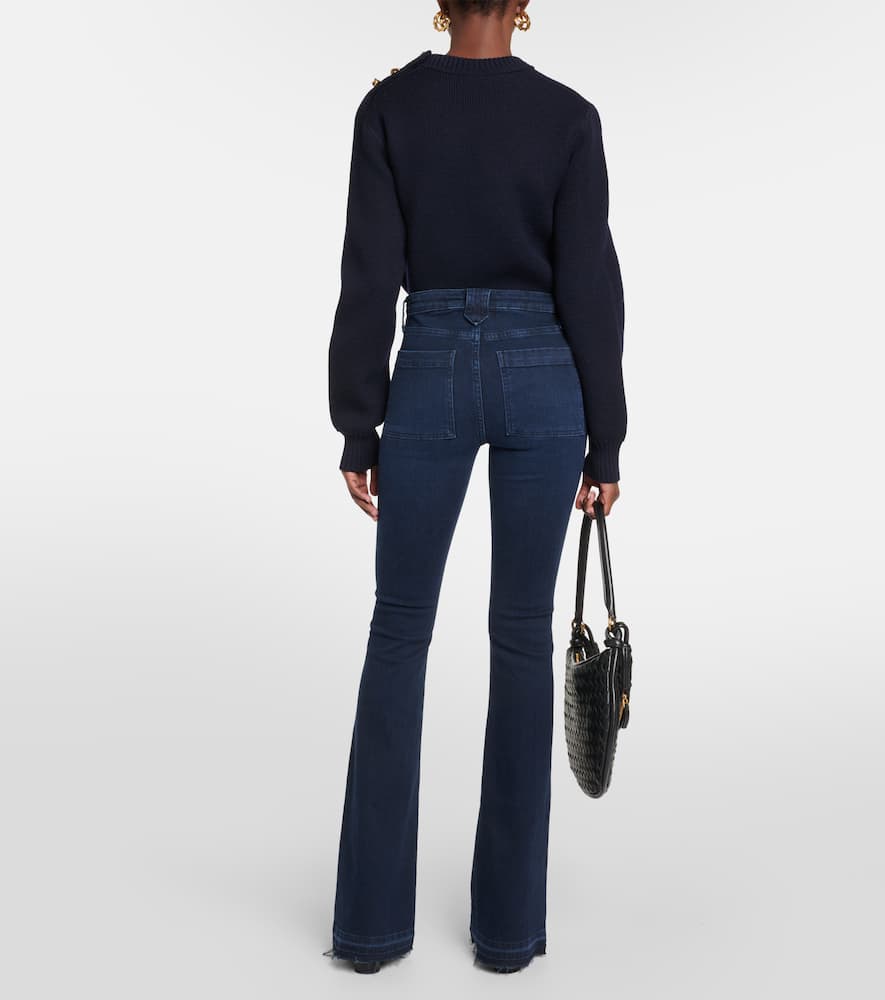 Trapunto high-rise flared jeans