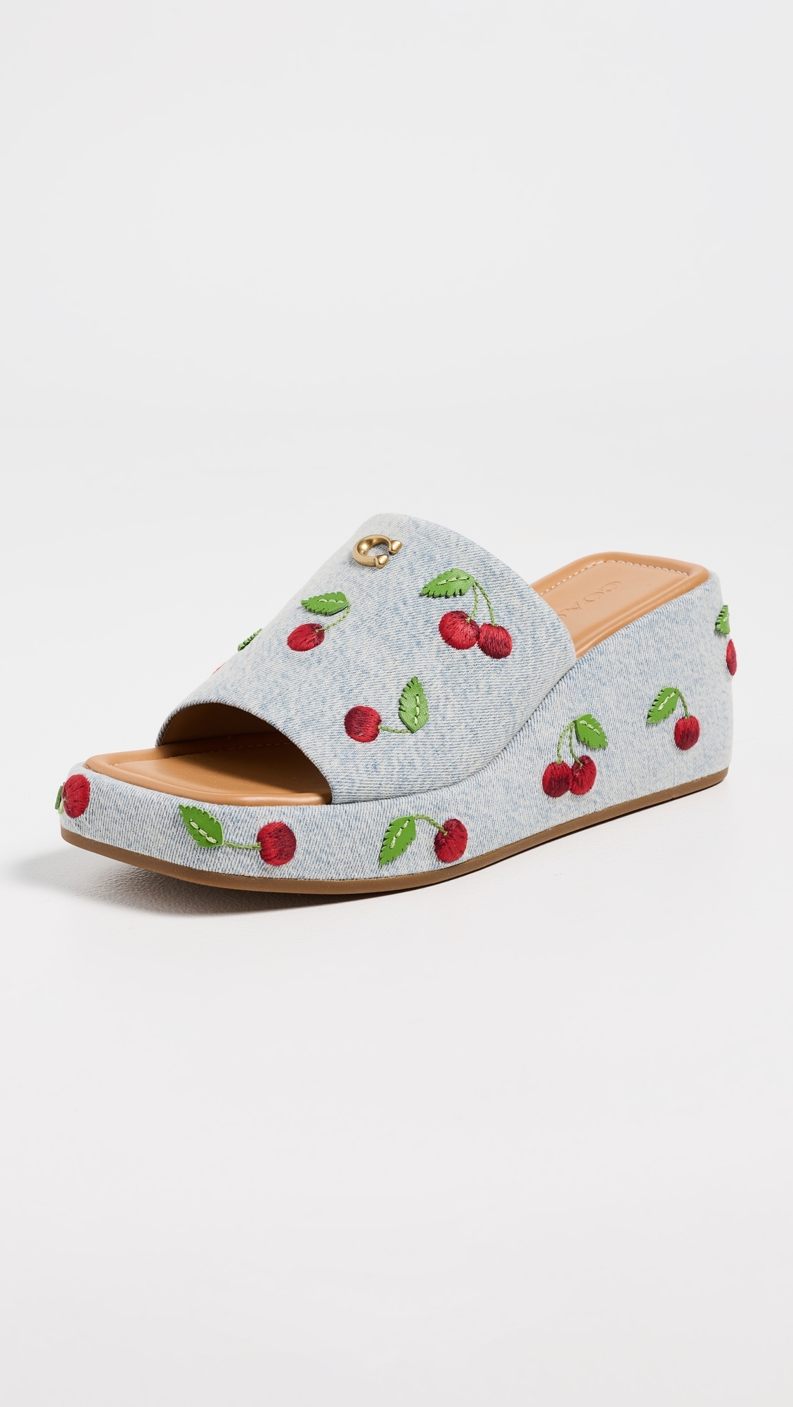 Marie Platform Slide Sandals Denim Multi