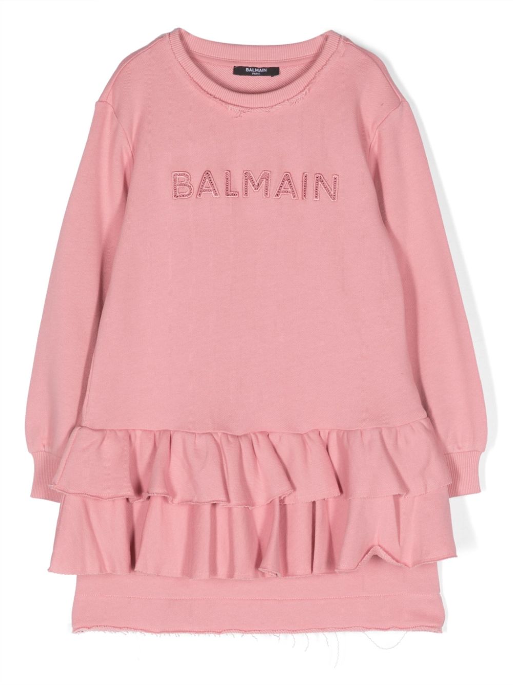 Logo-embroidered ruffled dress - Pink