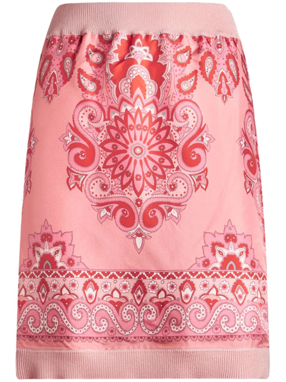 Printed-panel knitted skirt - Pink