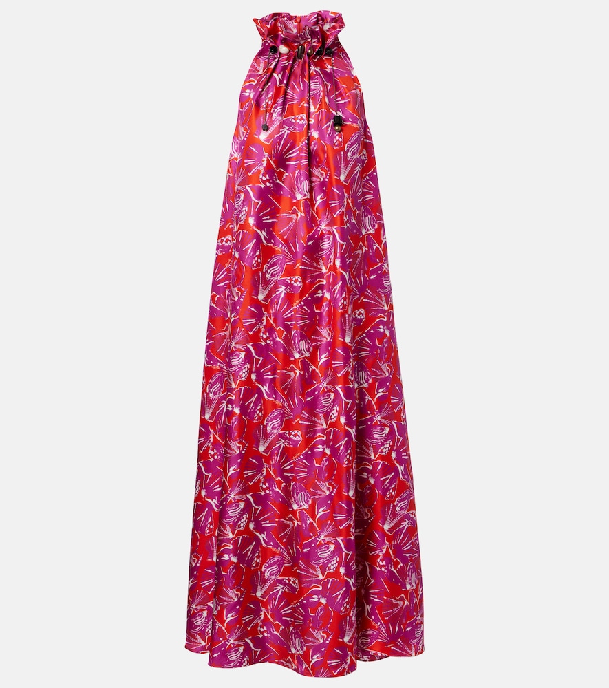 Cartone printed silk maxi dress