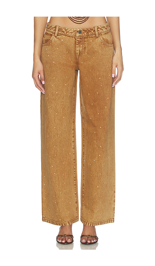 Leslie Amon x REVOLVE Denim Rhinestone Festival Pants in Gunmetal. S also in XS