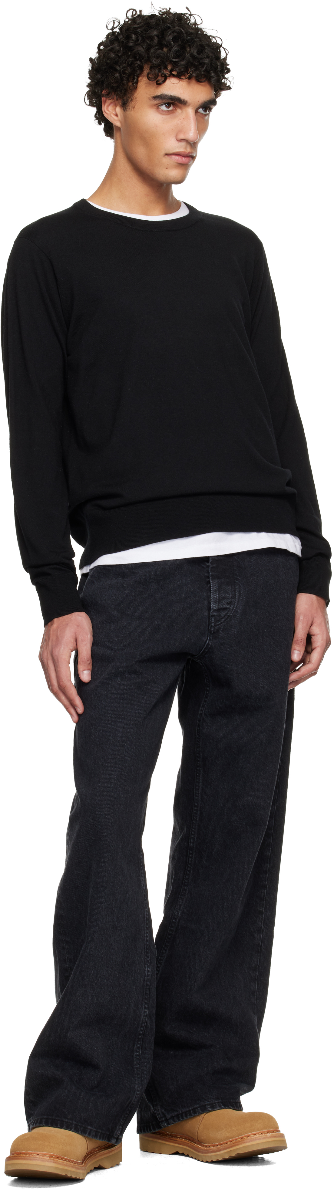 Black Wide-Leg Skid Jeans