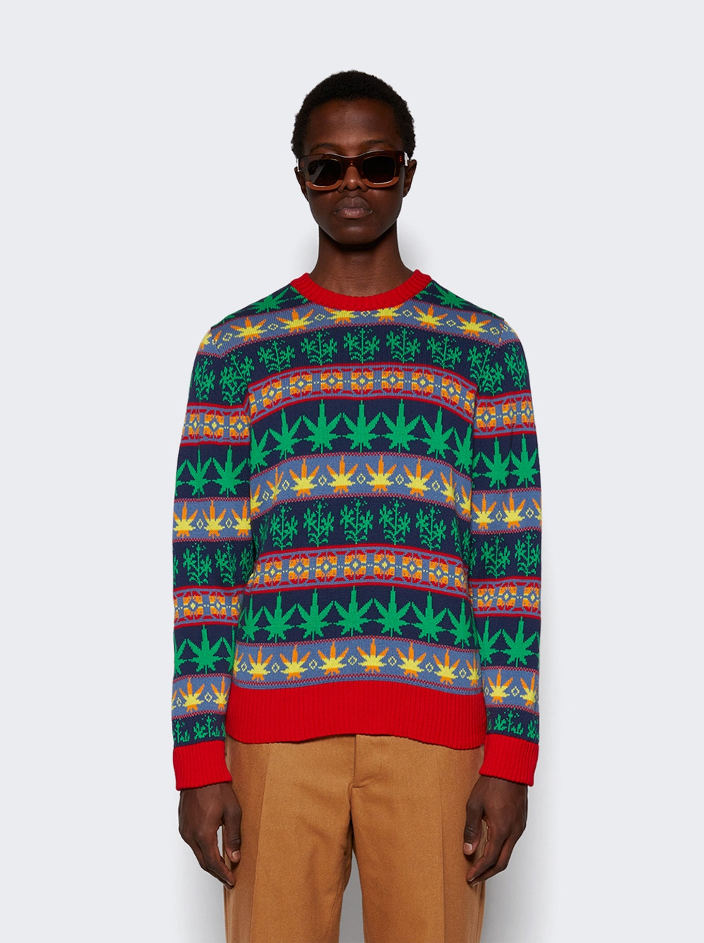 Marin patterned-jacquard jumper - Green