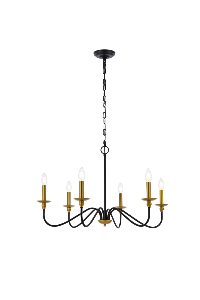 Brass Six Light Chandelier from the Rohan Collection