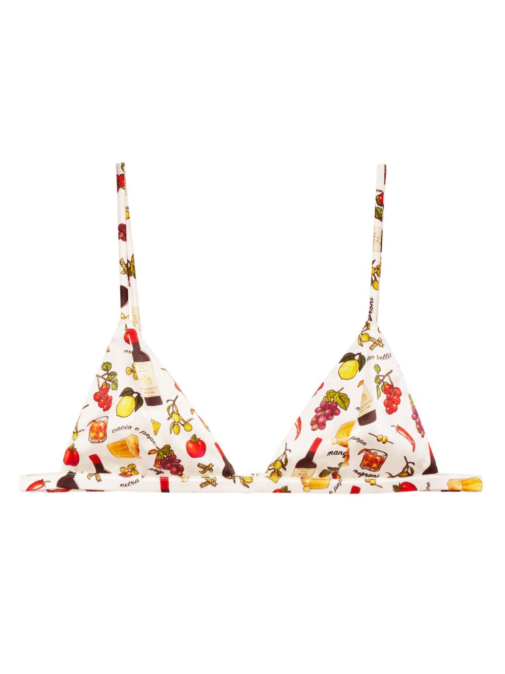 Luxe Triangle floral-print bra - Black