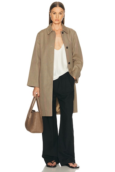 NILI LOTAN Watson Duster Coat in Beige Check - Beige. L also in M