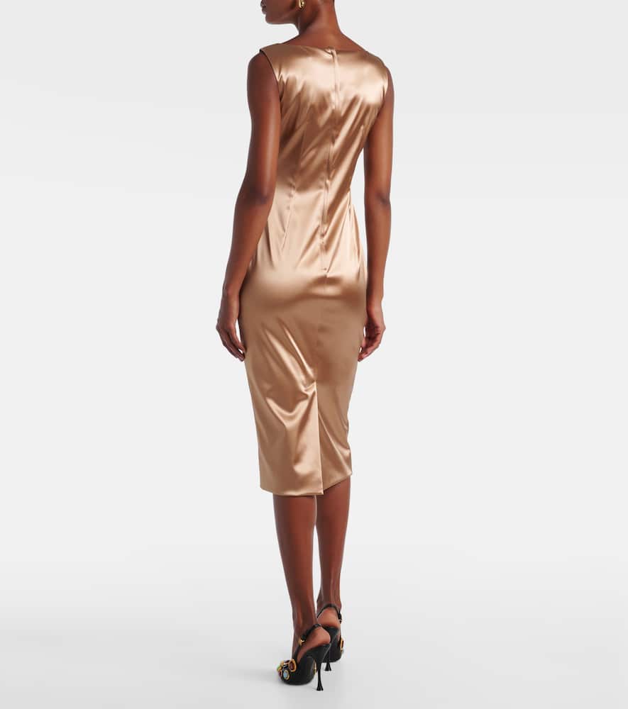 Pleated satin midi dress