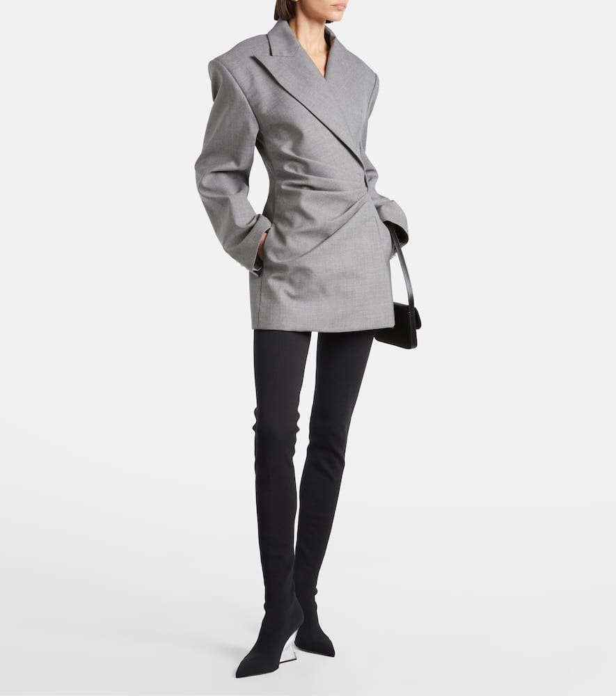 Draped virgin wool blazer dress