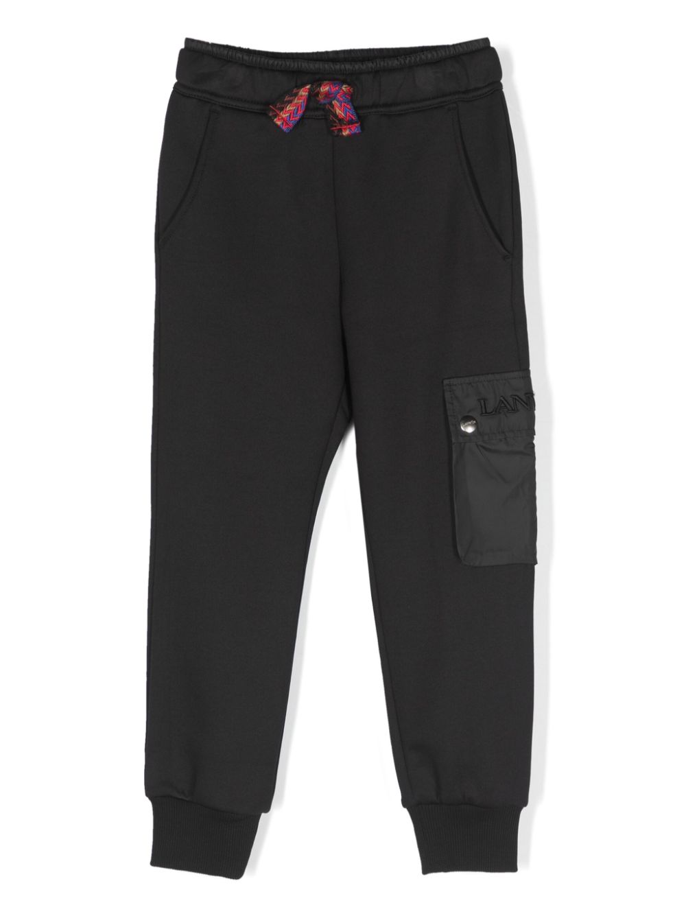 Zip-pocket drawstring trousers - Black