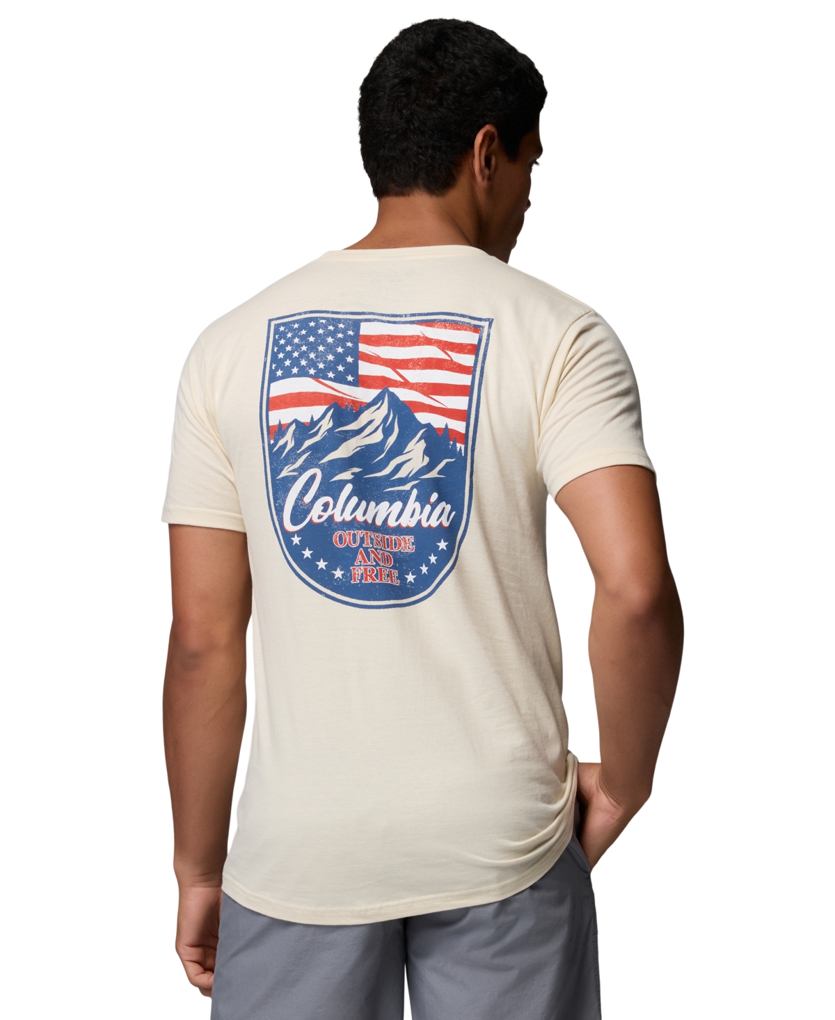 Men's Patriotic Inspired Graphic Print Cotton T-Shirt - Chalk
