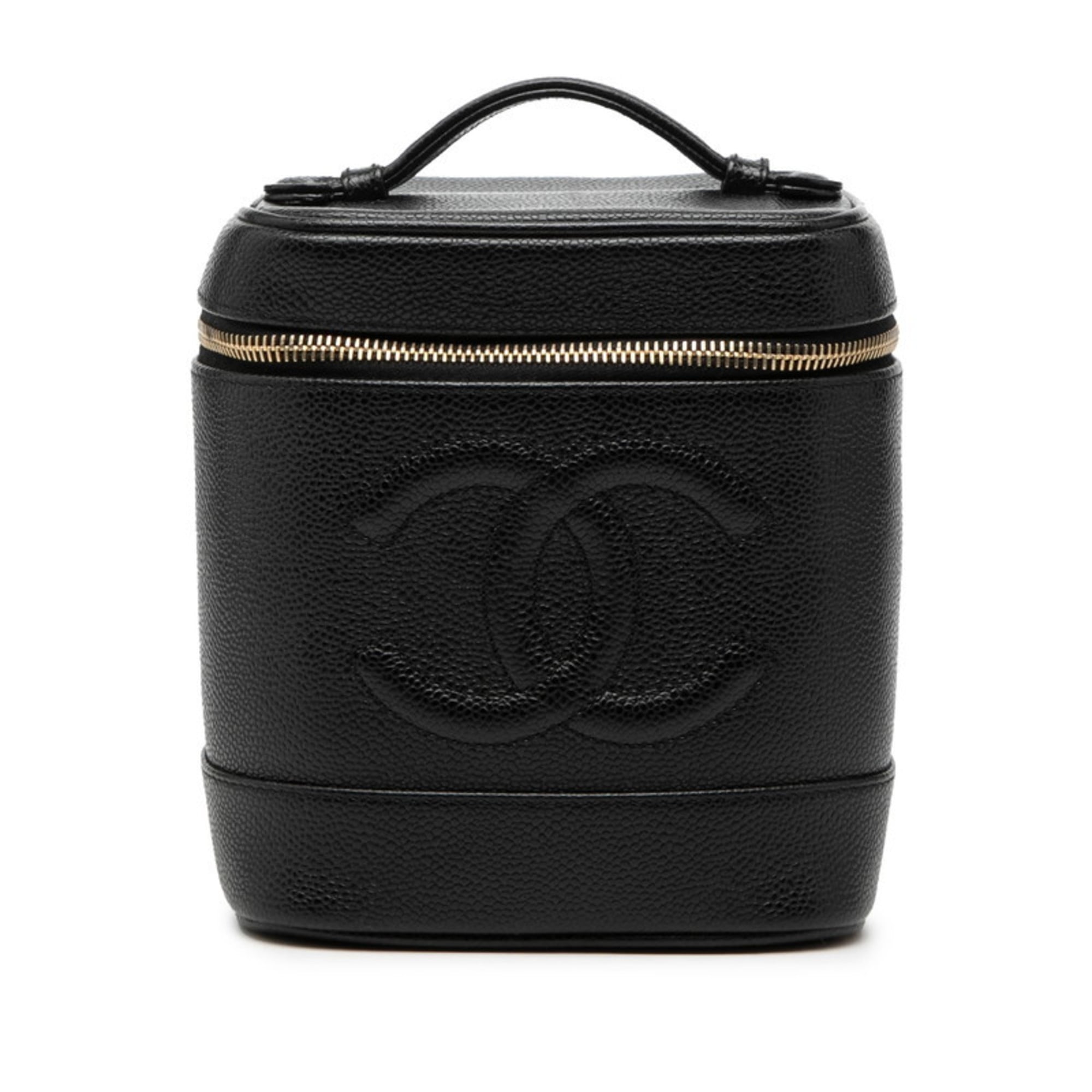 Chanel Black Grained Calfskin Handbag Vanity Bag Pre-Owned