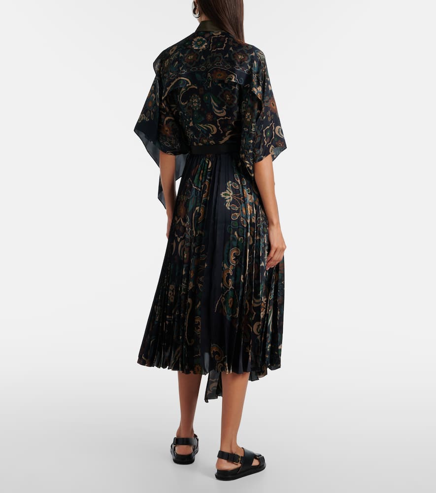 Floral pleated midi skirt