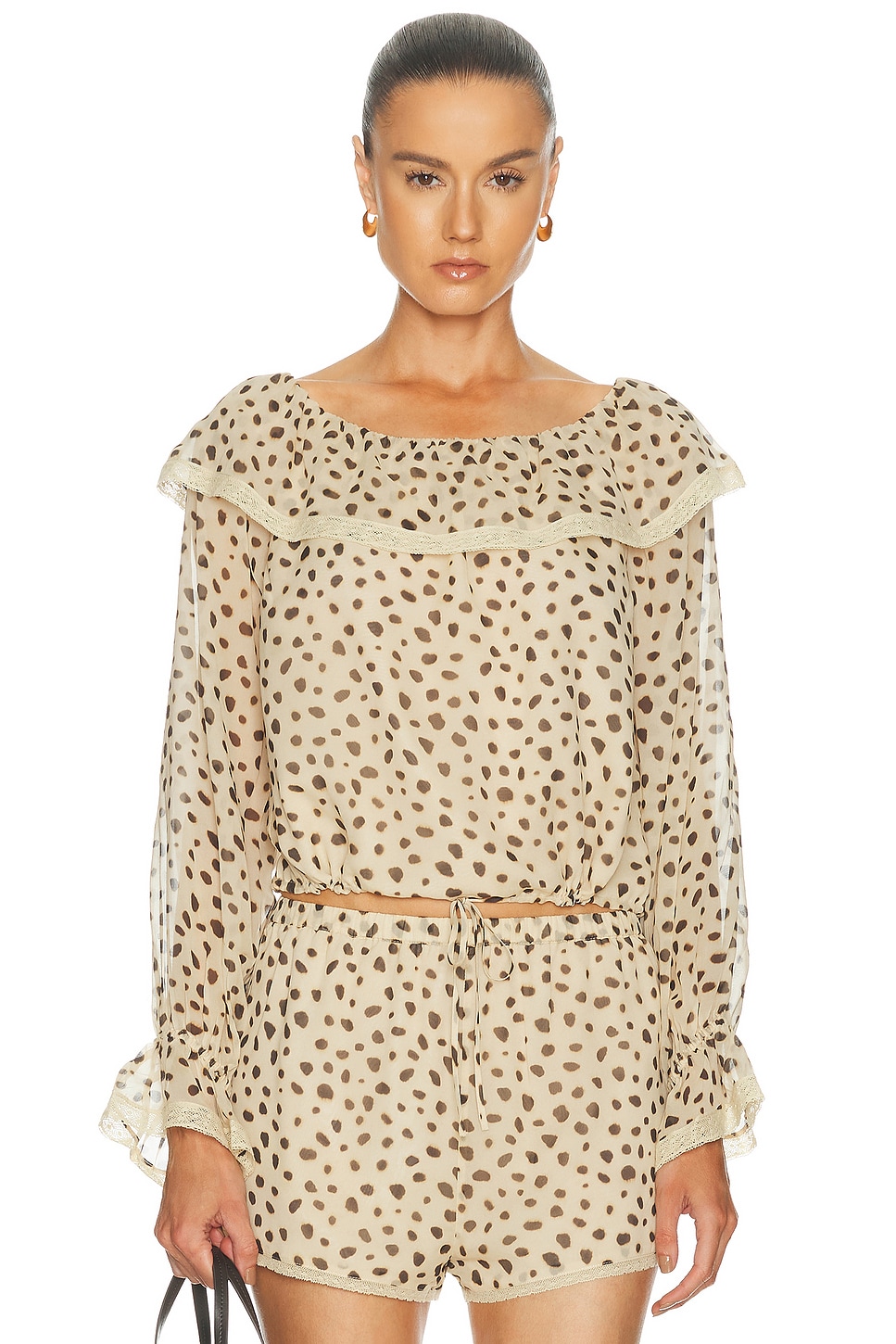 Posse Priscilla Blouse in Cheetah - Cream. XS also in S
