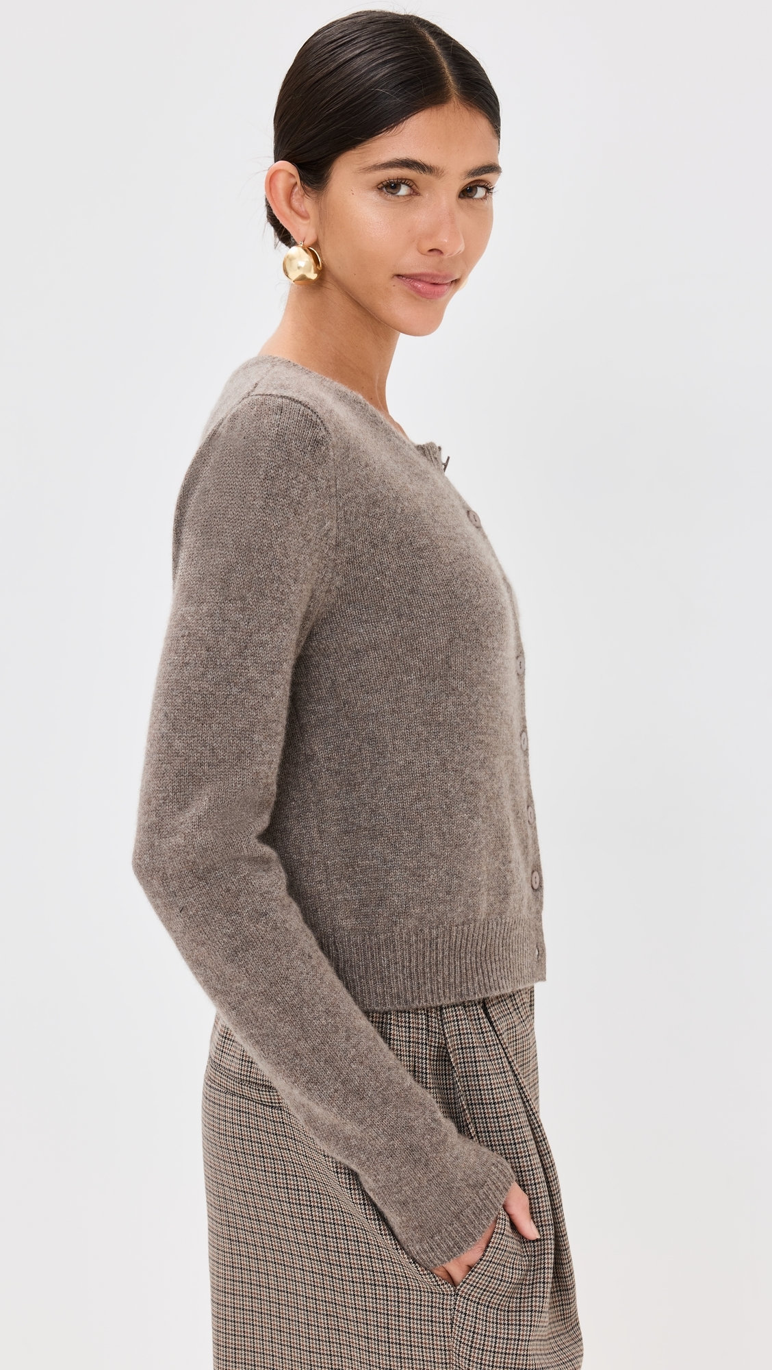Clara Cashmere Crew Cardigan Cocoa