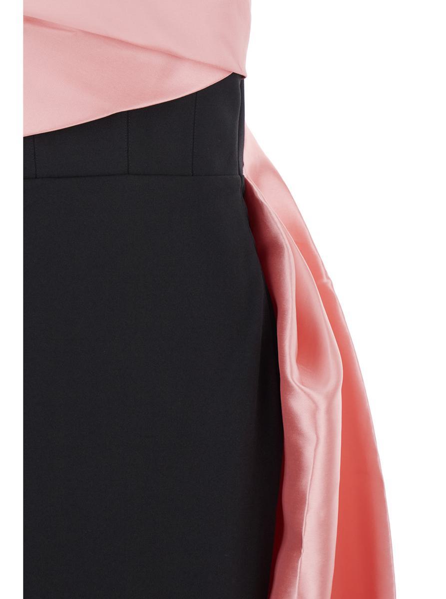 'Kinsley' Pink Off-Shoulder Long Dress With Draped Detail In Tech Fabric Stretch Woman