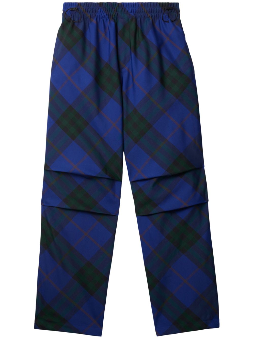 EKD-embroidered checkered twill trousers - Blue