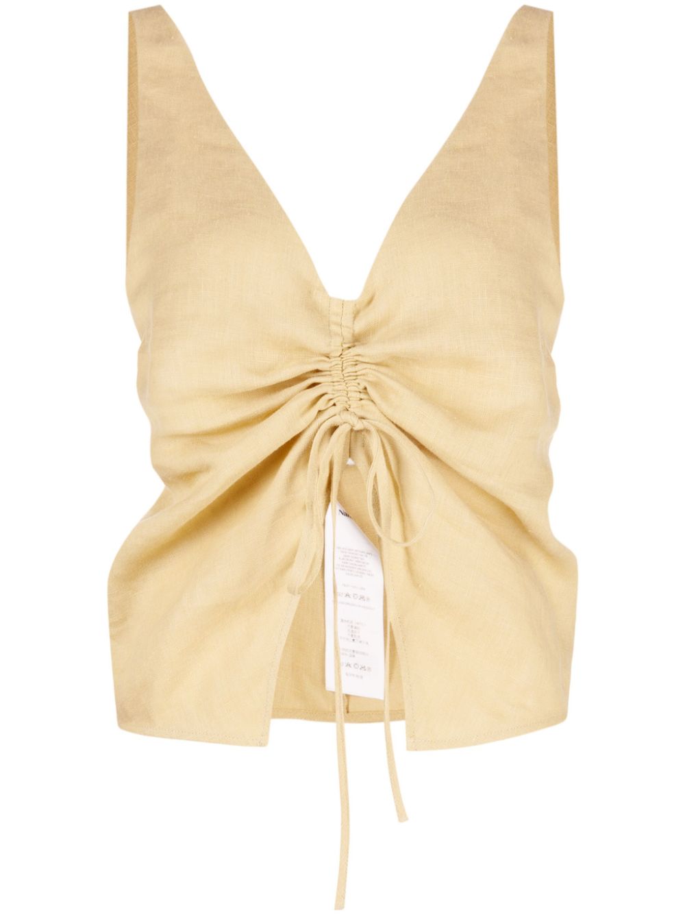Linen drawstring top - Green