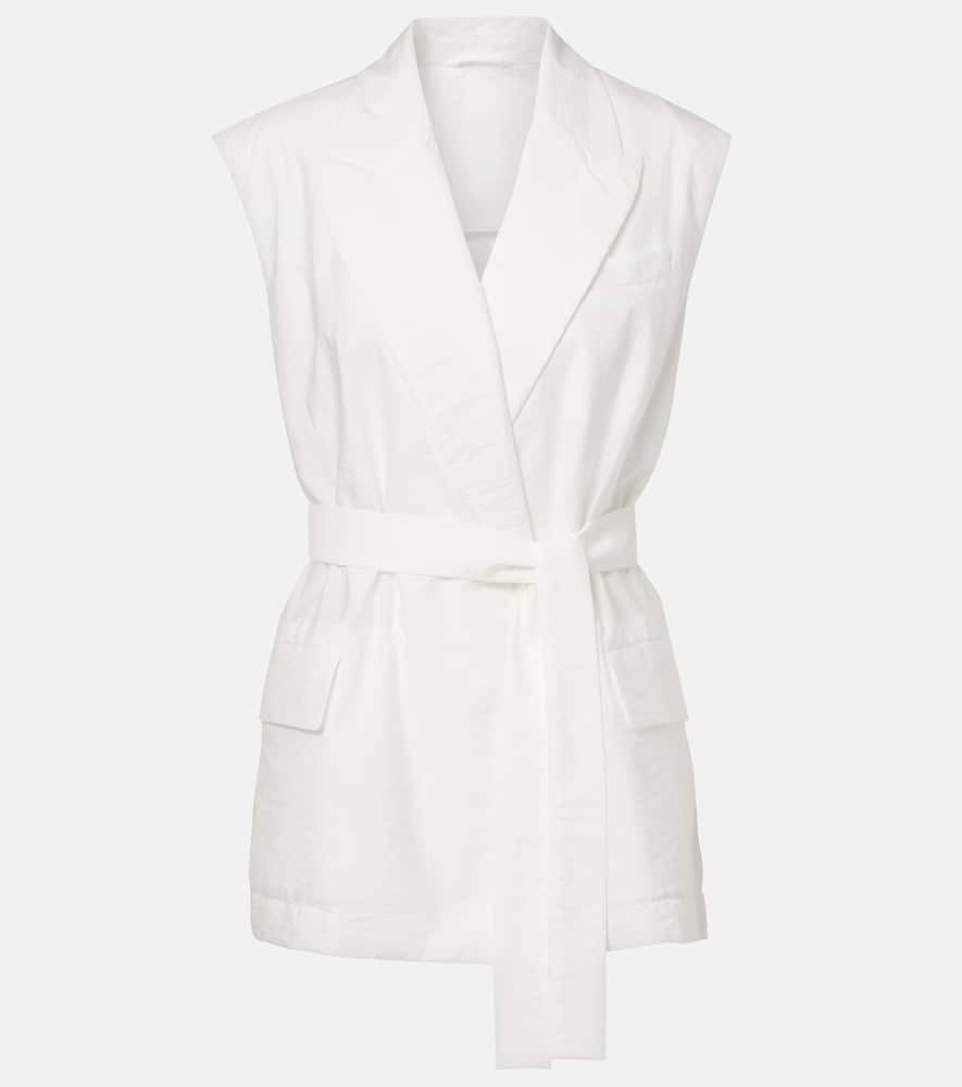 Belted cotton-blend vest