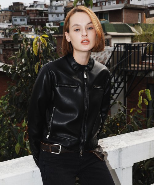 VEGAN LEATHER ZIPPER JACKET