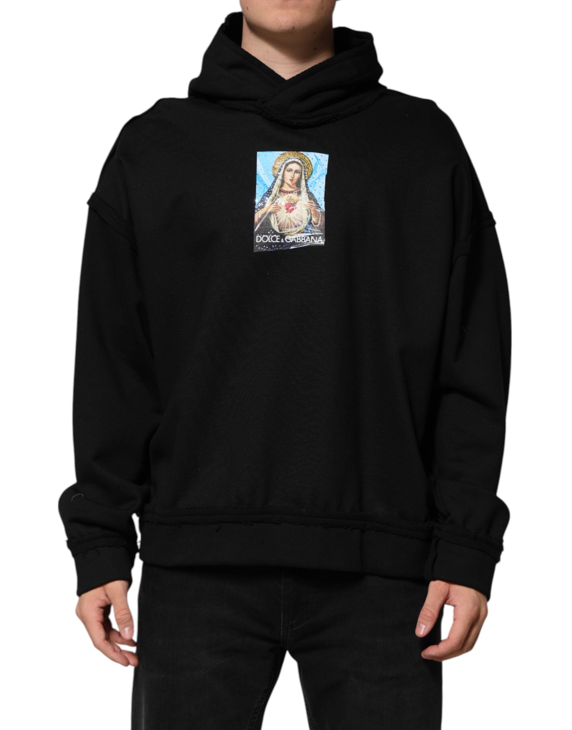 Printed with Crystal Embellishments Hoodie — Black