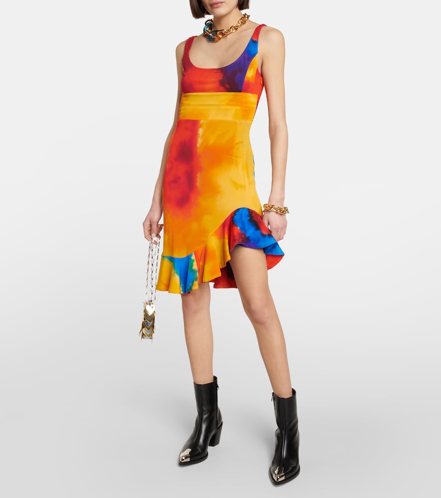 Printed asymmetrical minidress