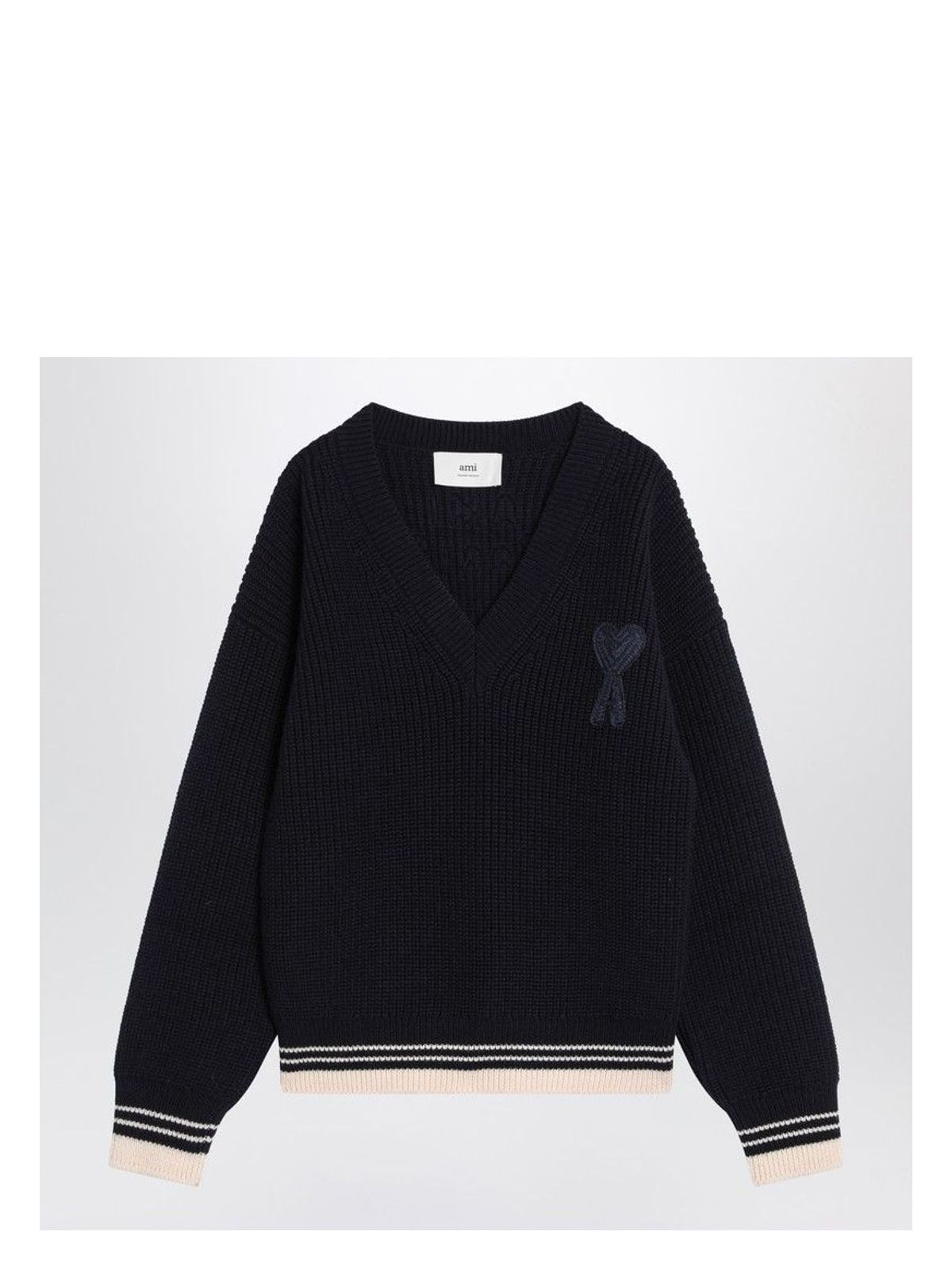 Ami Paris Men's Navy Ami De Coeur Sweater in Blue | Size Small | UKS268UKN0068 Color 4011