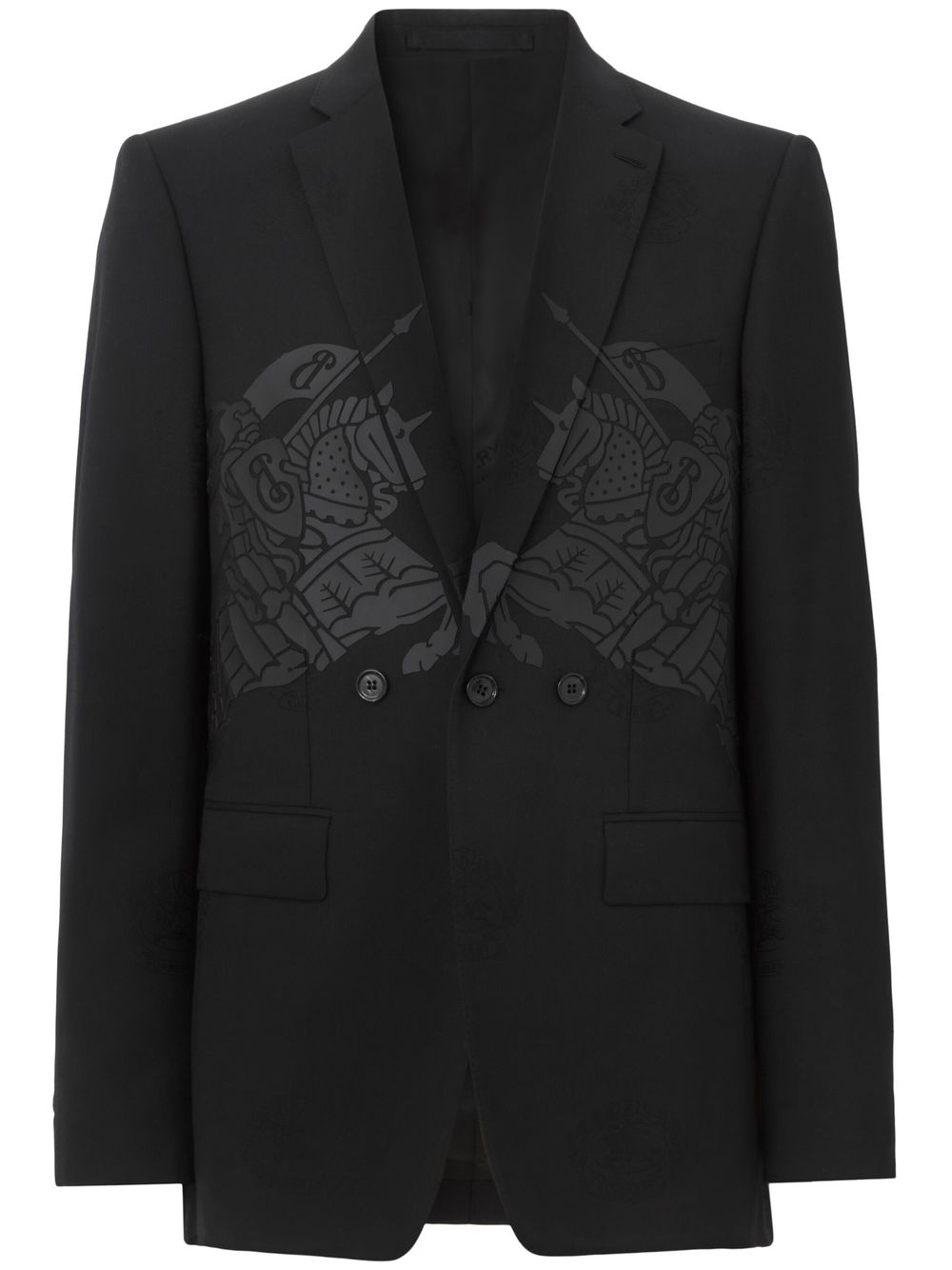 Graphic-print wool-cotton blazer - Black