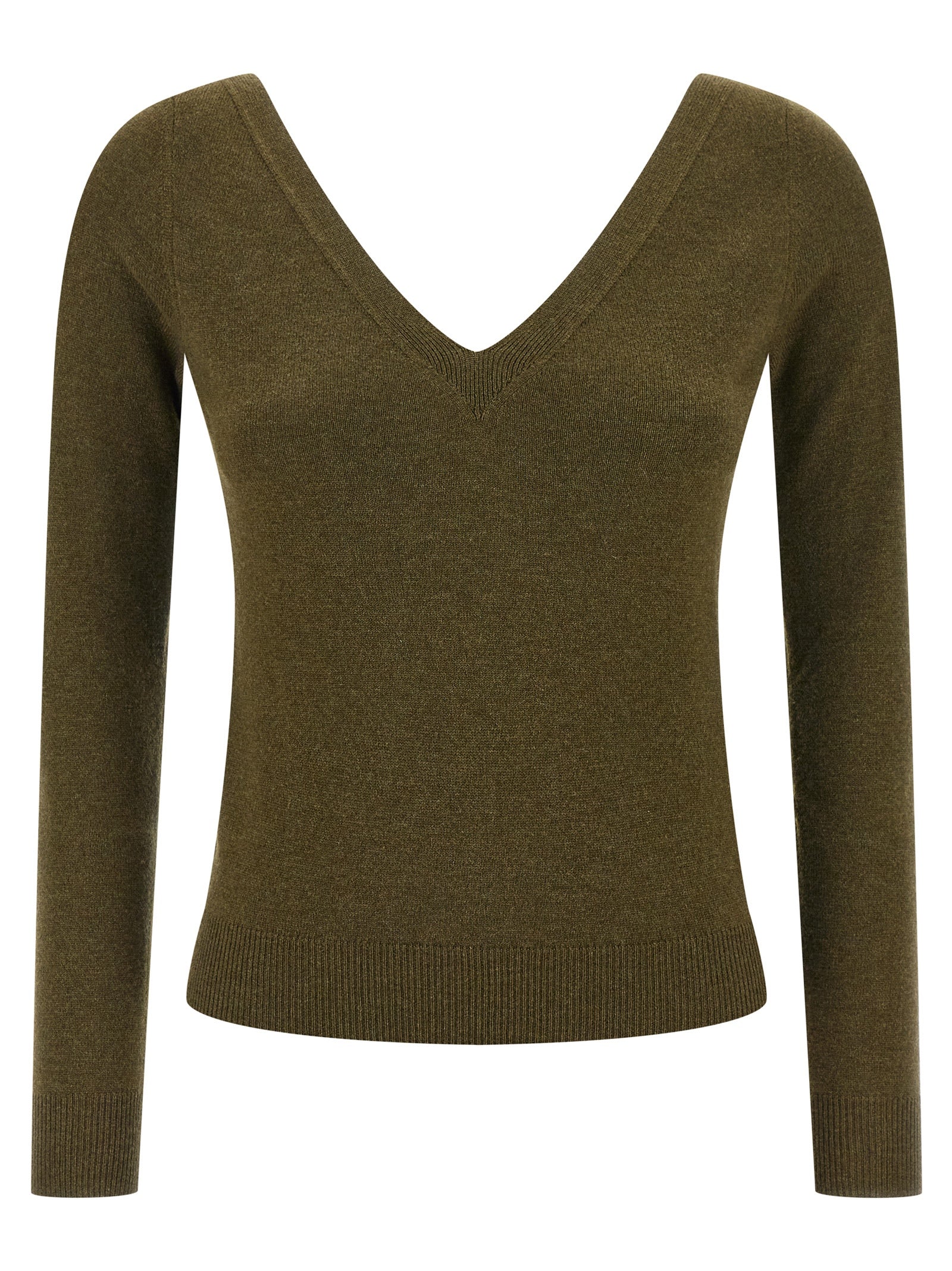 Cashmere V-Neck Sweater — Green