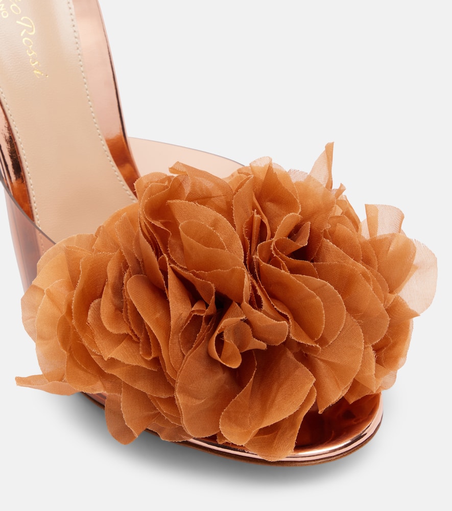 95 floral-appliqué leather-trimmed PVC mules