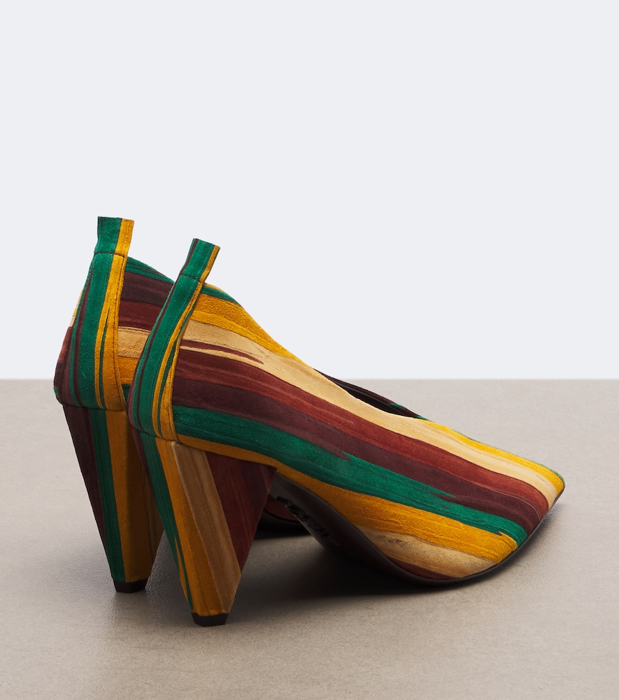 Origami Cubic striped suede pumps