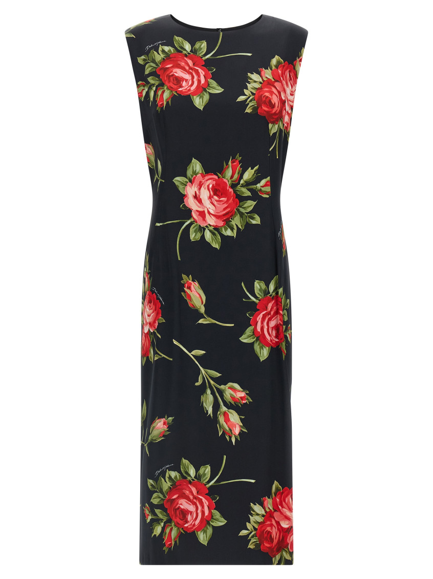 Roses Bouquet Print Midi Dress