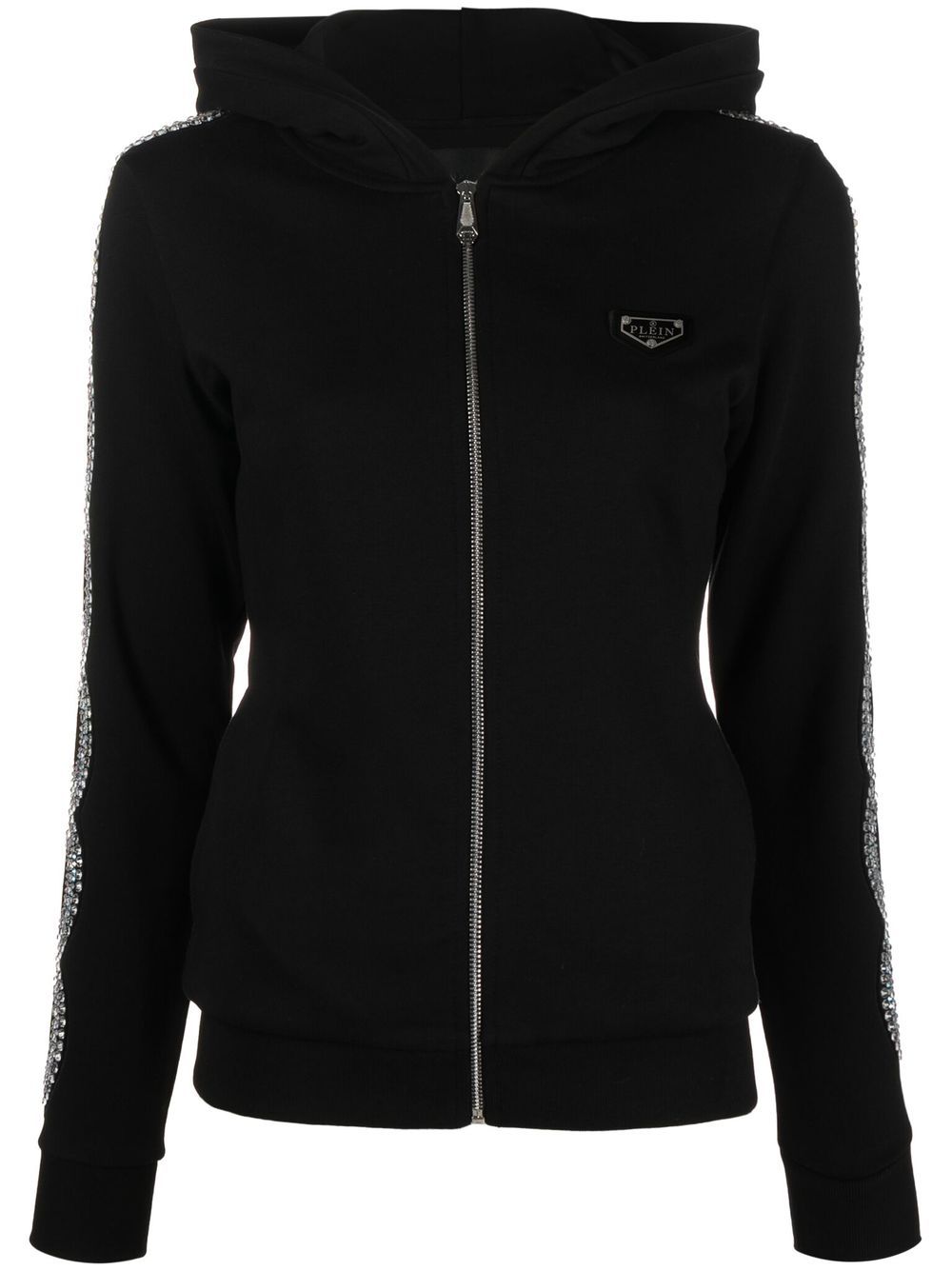 Crystal Cable embellished hoodie - White