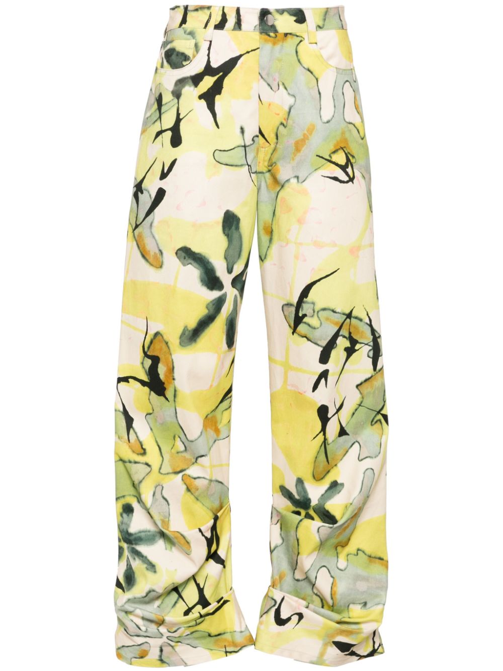 4AM floral dante jeans - Yellow
