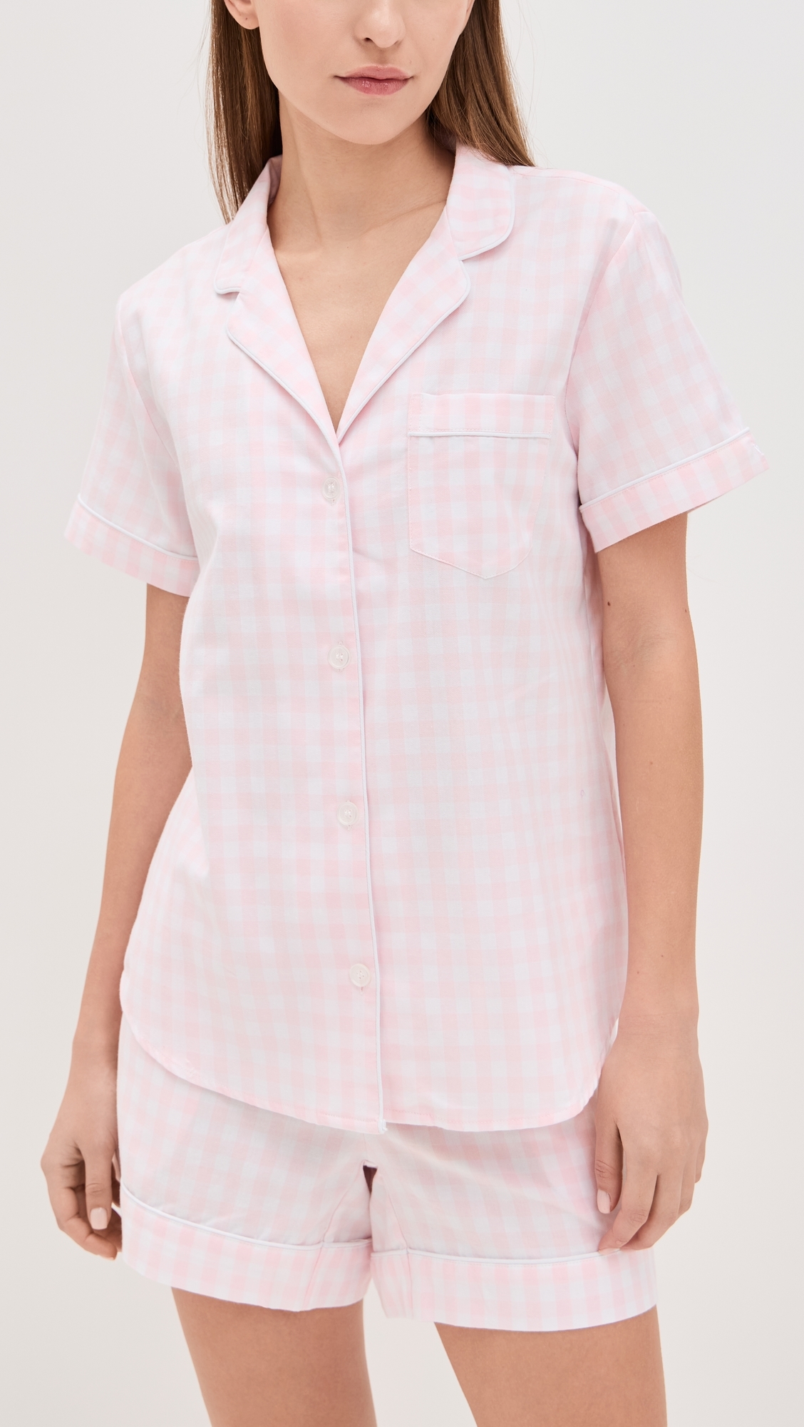 Gingham Shorts Pj Set Pink