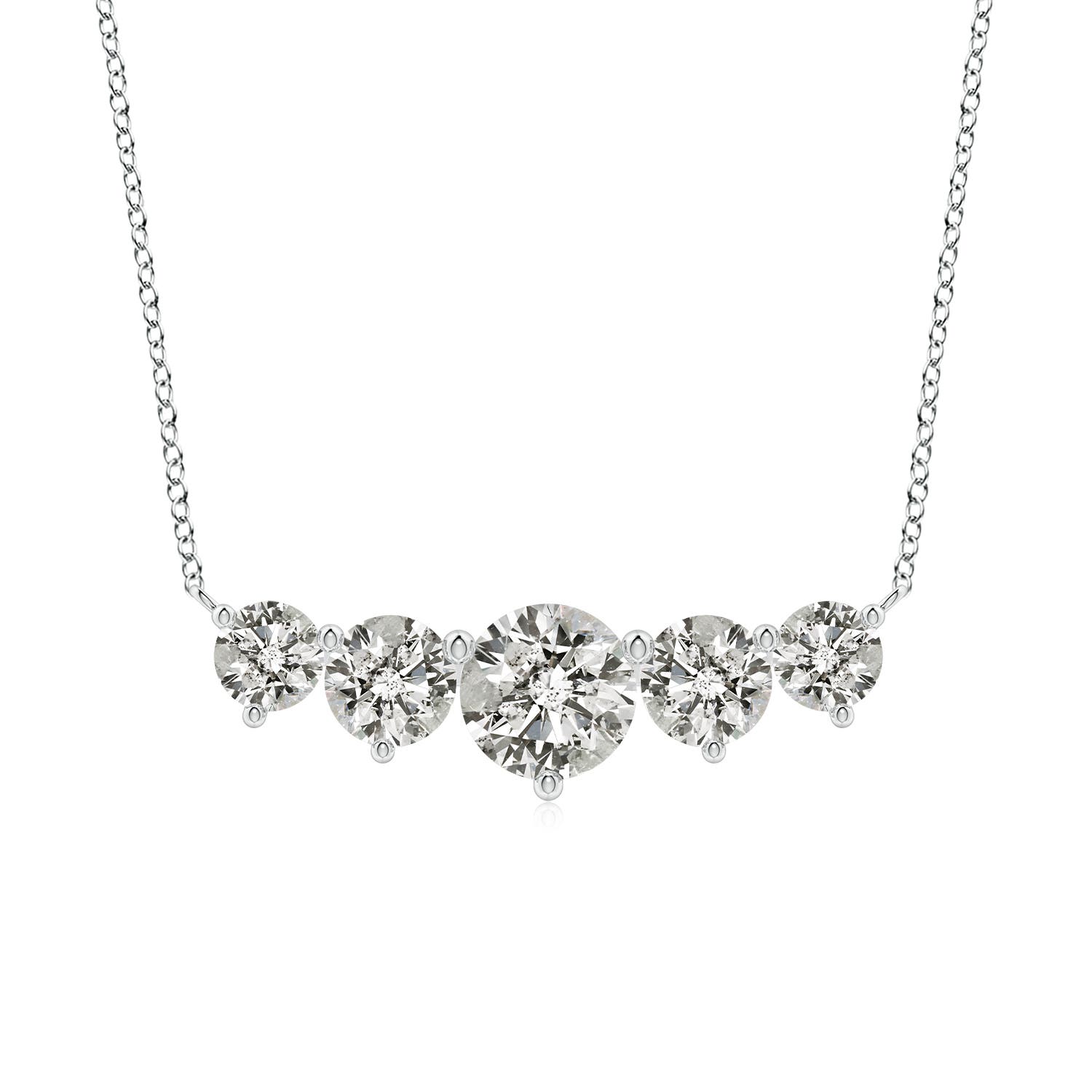 Angara 2.0 Carats Graduated Five Stone Round Diamond Necklace in Platinum
