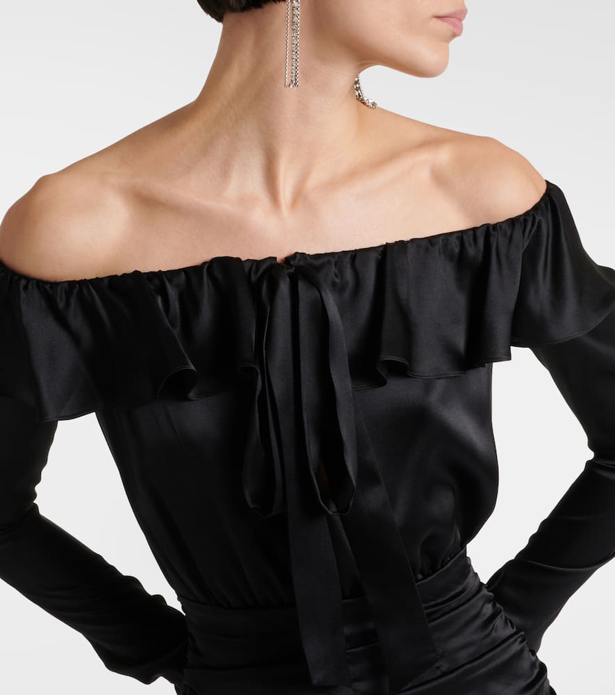 Off-shoulder silk midi dress
