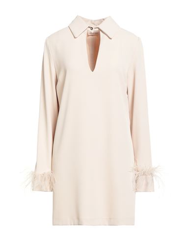 Woman Mini dress Cream Size 6 Polyester, Elastane