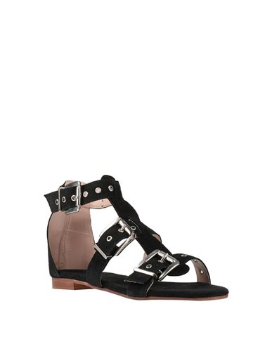 Woman Sandals Black Size 11 Leather
