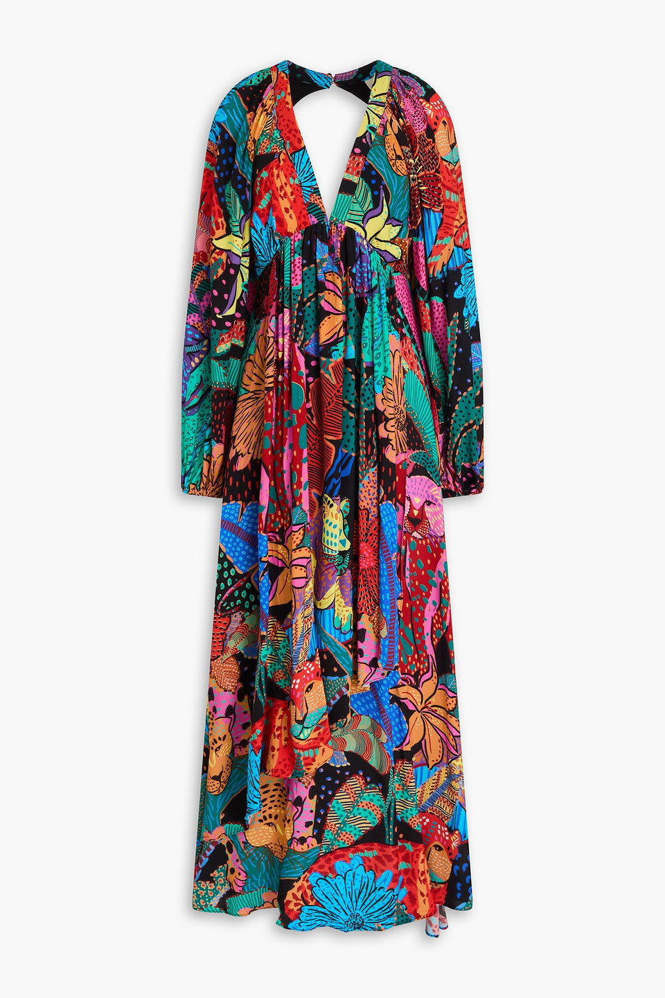 Farm Rio - Cutout floral-print crepe maxi dress - Multicolor - XS