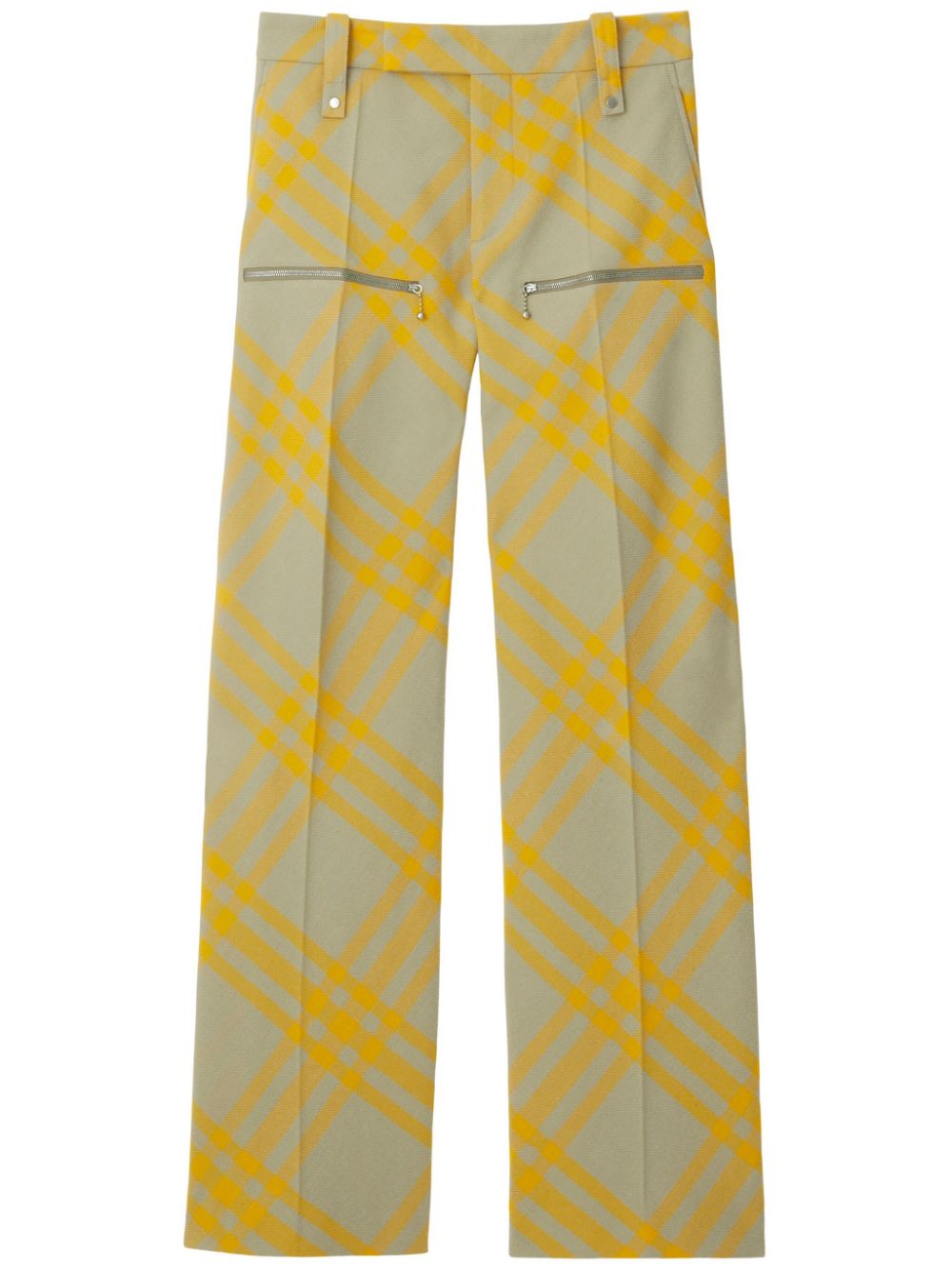 Checked straight-leg trousers - Neutrals
