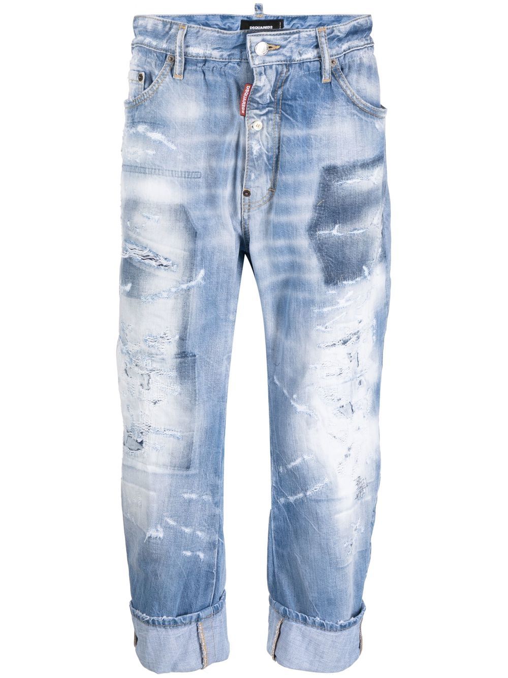 Distressed cropped jeans - Blue