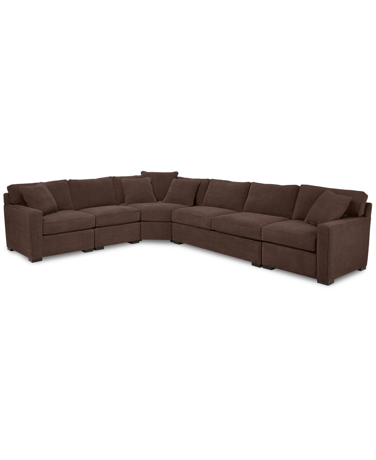 Radley 5-Pc Fabric Sectional with Apartment Sofa, Created for Heavenly Java Brown