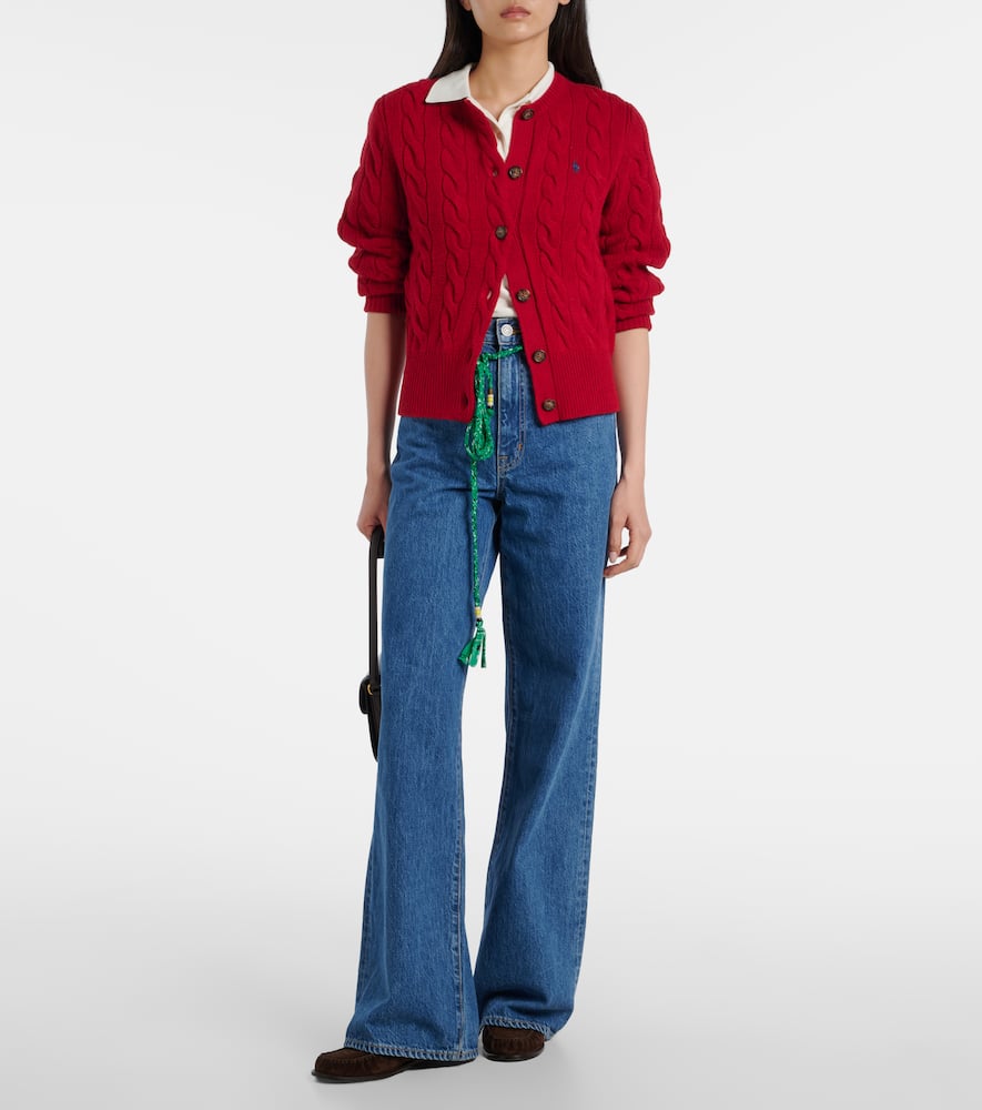 Cable-knit wool and cashmere cardigan